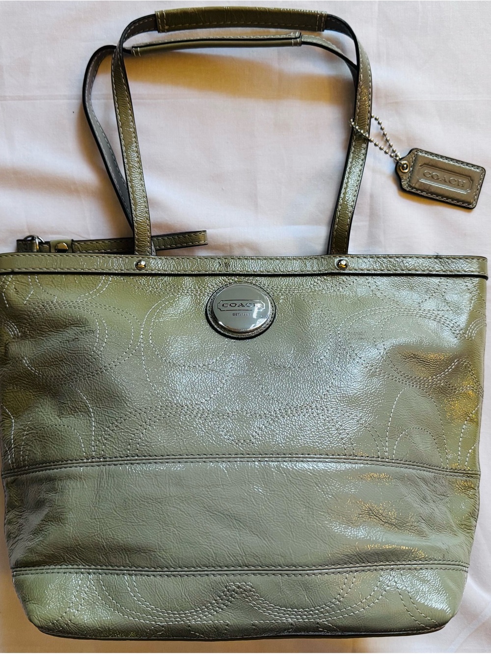 Coach Taupe Leather Tote Bag
